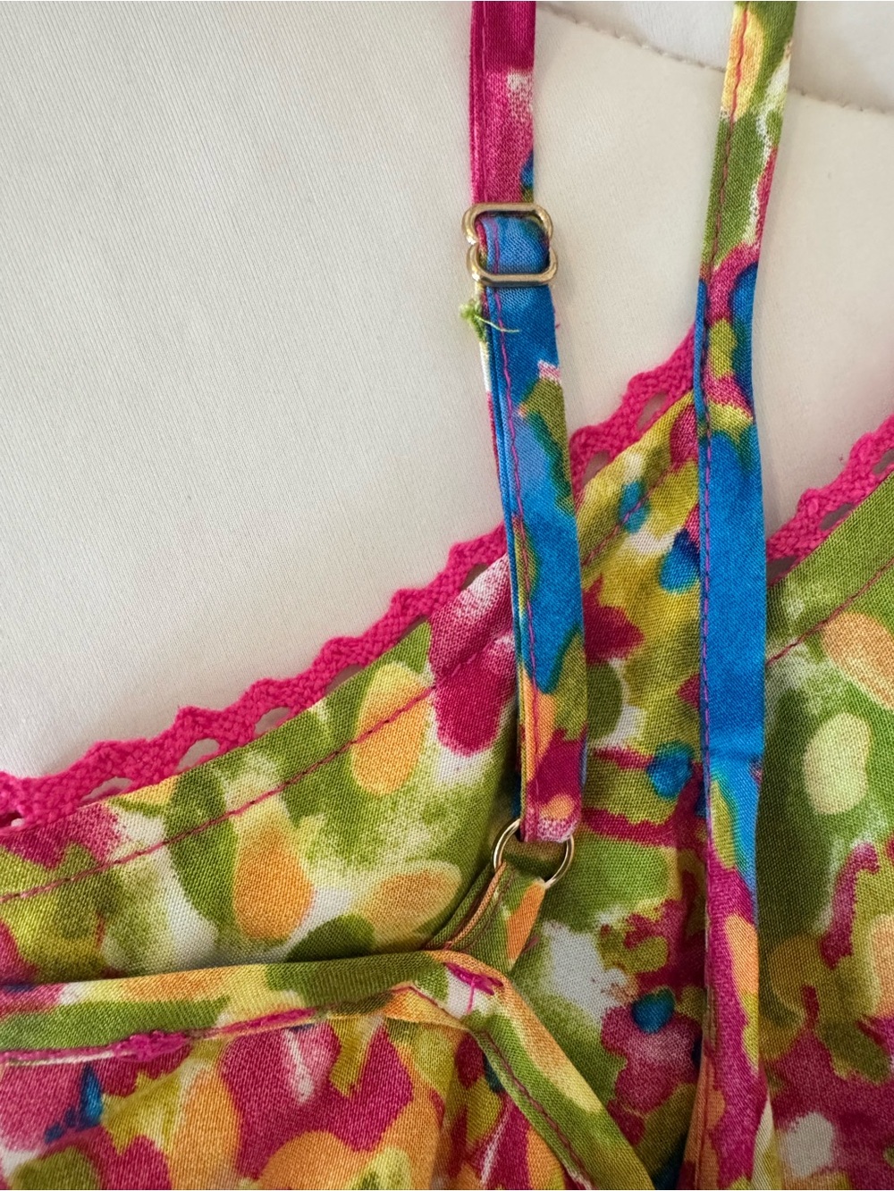 NATURAL LIFE Vivid Floral Spaghetti-Strap Babydoll Dress in Blue, Green & Pink - Picture 4 of 7